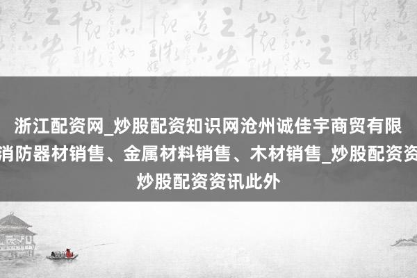 浙江配资网_炒股配资知识网沧州诚佳宇商贸有限公司、消防器材销售、金属材料销售、木材销售_炒股配资资讯此外